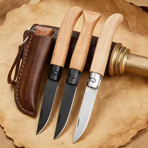 Stainless Steel Handmade Knife Comfortable Wood Handle Quality 3CR13 Steel Camping Fruit Knife