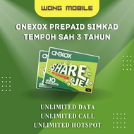 ONEXOX SELF REGISTER PREPAID XOX SIMPACK 36 months validity UNLIMITED DATA CALL AND HOTSPOT