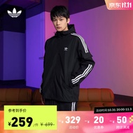 adidas阿迪达斯官方三叶草男装运动连帽外套防风衣GN3475 黑色 M(参考身高:179~185CM)