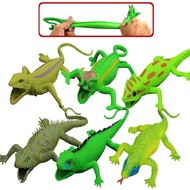 6 Pek Mainan Cicak, Set Cicak Getah Super Regangan 9 inci, Bahan TPR, Cicak Regangan dengan Beg Hadi