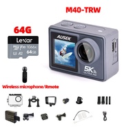 AUSEK กล้องแอคชั่นแคมเมรา M40TR 5K 30fps อัลตร้า HD หน้าจอสัมผัสที่ M40TR การมองเห็นได้ในเวลากลางคืน