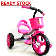 Premium quality Plastic tayar steel indoor/outdoor Sweet Kids Tricycle Style Gaya Lama Tahan lama Kuality Front Pink Blue Cute Comel Basket Basikal roda tiga Tradisional Old  baik Hadiah present perempuan lelaki budak 3-5tahun