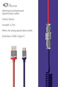 Akko Mechanical Keyboard Cable USB Air Plug Spring Spiral Coiled Data 1.7M Aviator ExtensionType-C Mmetal Interface Plug Cable