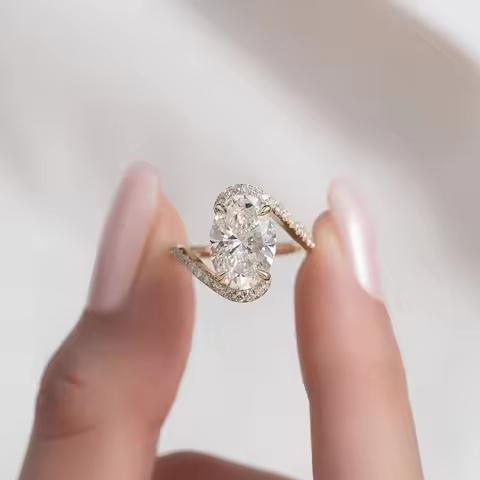 Vintage Inspired Marquise Cut Solitaire CZ Ring in Solid 9K Gold or S925 Silver, Custom Bridal Weddi