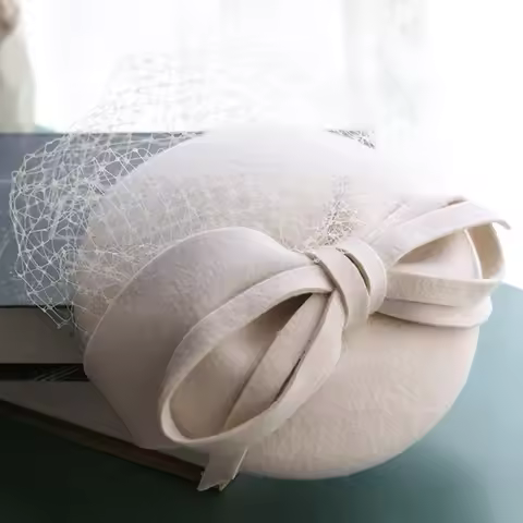 Elegant Fascinator Chic Beret 100% Wool Top Hat Bride Wedding Headwear Banquet Headdress Woman Party