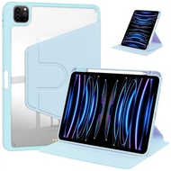 360 Rotating Acrylic Clear Back Book Cover For iPad Pro 11 2024 A2836 A2832 For iPad Pro 11 inch 202