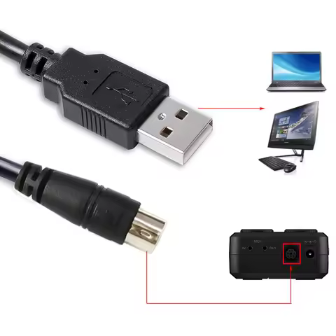 IK Multimedia USB/USB-C to Mini-Din Cable for IRig Series IRig HD HD-A Keys I/O 25/49 MIDI 2 Pro Duo