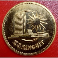 (24k Pure Gold Plated Coin) 100 Ringgit T.A.R.1971 coin & Diameter coin is 28 mm & 10gram. (纯金24k镀金钱