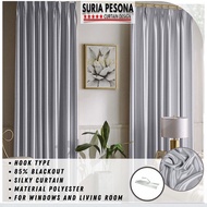 G10 CURTAIN modern Plain Blackout Siap Jahit Langsir ,Langsir RAYA Kain Tebal (JENIS HOOK / CANGKUK) Warna Silver