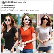 C♥2D Baju Atasan Blouse Wanita Korea T Ab833088 Hitam Putih Orange