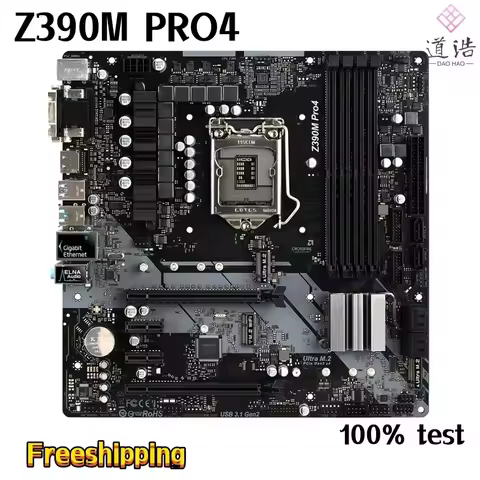 For Asrock Z390M PRO4 Motherboard 128GB HDMI PCI-E3.0 M.2 LGA 1151 DDR4 Micro ATX Z390 Mainboard 100