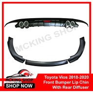 Toyota Vios 2018-2020 GEN 4 Front Bumper Lip Chin with Rear Bumper Diffuser (Black)