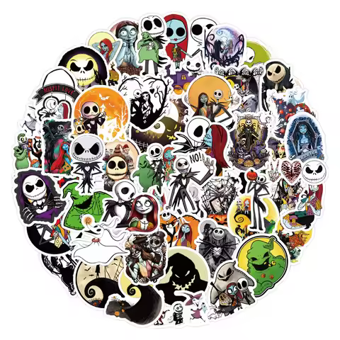 60pcs Halloween Cartoon The Nightmare Before Christmas Decoration Stationery Cup Computer Waterproof