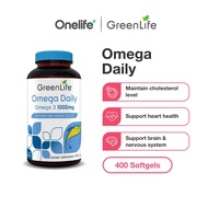 GreenLife Omega Daily 400 softgels | Omega 3 1000mg Enriched with Vitamin D3 & E