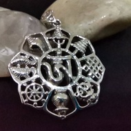 Stainless Steel Om/Aum With The Eight Auspicious Pendant