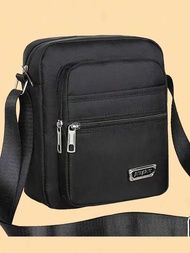 Versión coreana de la bolsa cruzada impermeable de tela Oxford de gran capacidad y capas múltiples para ocio, bolsa de hombres y mujeres para negocios y colección con billetera, correa de hombro, bolsillo lateral, ideal para fines de semana, viajes de trabajo, camping, vacaciones de verano, gimnasio, regalos personalizados para hombres, novios, papá y esposo, para llevar todo lo que necesitas, de estilo casual de nylon en color negro