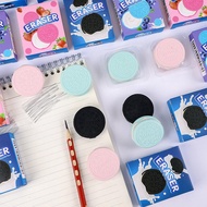 Cartoon Creative Biscuit Eraser Cute Oreo Design Student Stationery Pencil Eraser Dust Non Q7X9