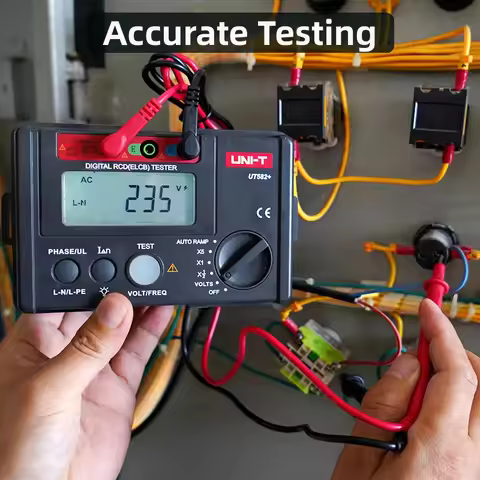 UNI-T UT582+ Digital RCD (ELCB) Tester AUTO RAMP Leakage Circuit Breaker Meter with Mis-Operation Bu