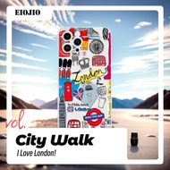 City Walk Clear Aesthetic Slim Casing for iPhone 14 13 12 11 Pro Max Xr Xs X 7 8 Plus Graffiti Desig