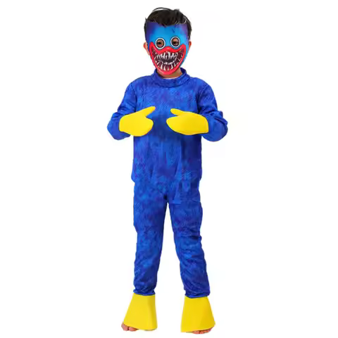 Boys Huggy Wuggy Costume for Kids Playtime Costume With Headpiece for Halloween Cosplay Costumes