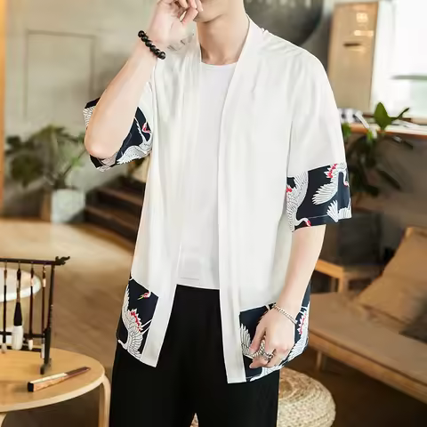 Japanese kimono cardigan men haori yukata male samurai costume clothing kimono jacket mens kimono sh