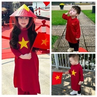 Ao dai for boys and girls, Vietnam flag ao dai, National Day ao dai September 2, soft and cool fabri