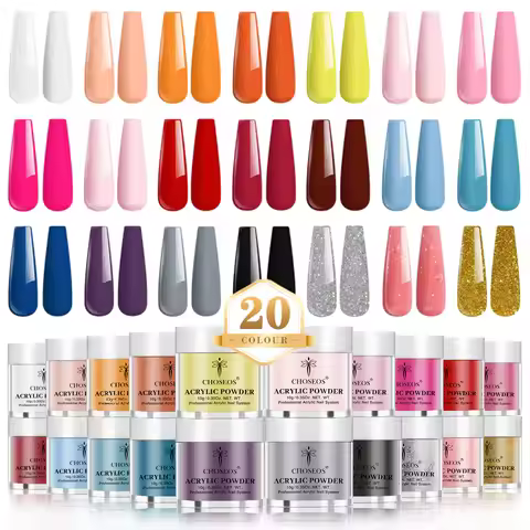 Acrylic Powder Set, 20 Colors Acrylic Nail Powder Set Spring Summer Color Acrylic Powder for Nail Ex
