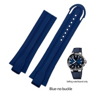 ◐❂ สำหรับ Oris 7730 7740 24 มม.x 12 มม.ผู้ชายคุณภาพสูงนูนยางกันน้ำสายนาฬิกาซิลิโคนสแตนเลสพับ Clasp