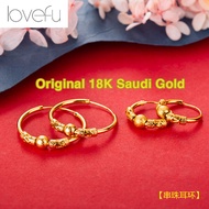 100% original 18K Saudi gold Pawnable Legit national style simple beaded earrings
