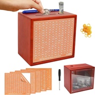 10000 Savings Challenge with Photo Display Customizable Wooden Piggy Bank for Adults Kids Money Savi