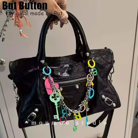 Subculture Y2K style Gothic Lolita Millennium Dopamine Colored letters elements Backpack pendant Bag