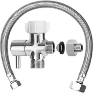 Bidet T Adapter with Shut off Valve,Metal T Valve for Bidet 7/8” X 7/8” X 1/2”or 3/8” with 15.75 Inc
