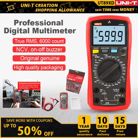 UNI-T UNI T Digital Multimeter True RMS UT890C UT890D+ Manual Range AC DC Frequency Capacitance Temp