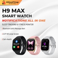 H9 Max Smart Watch Unisex Smart Watch Bluetooth Calls Music Control & Sport Mode Rechargeable Silico