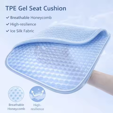 TPE Gel Seat Cushion Summer Breathable Honeycomb Esign Ice Silk Fabric High-resilience 3D TPE Gel fo