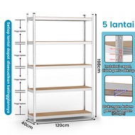 KENZZO Rak Besi Serbaguna 5 Susun /Rak Besi Gudang/Rak Besi Warung/Rak Besi Siku