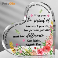 PETSOLA Thank You Gift Women Acrylic Heart Gift Office Desk Decor Farewell Gift Clear Appreciation O