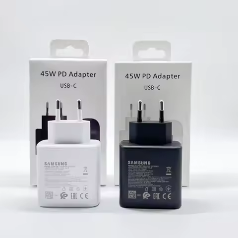 Samsung M55 F55 C55 Charger 45W PD Super Fast Charge EU/US Wall Adapter For Galaxy Z Fold Flip 7 6 S