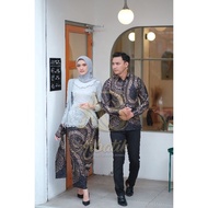 KEMEJA Albatik - JELITA GRAY COUPLE Set (shirt, skirt and women's kebaya)