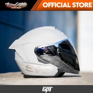 EVO RX-5 MATTE COOL GRAY (SILVER IRIDIUM LENS) HALF FACE DUAL VISOR HELMET WITH FREE CLEAR LENS