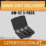 WHARFEDALE PRO DM57 3 PACK Super Cardioid Dynamic Microphone c/w Carry Case (DM 57 3 PACK/DM-57 3 PA