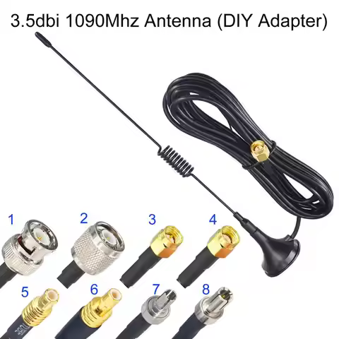 3.5DBi Gains ADS-B 1090Mhz Antenna DIY Adapter SMA TS9 TNC CRC9 BNC MCX SMB RP SMA Male Connector Ae