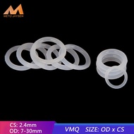 50PCS VMQ Silicone Rubber Sealing O-ring Replacement White Gasket Ring Washer OD 7mm-30mm CS 2.4mm