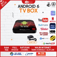 PROMO Smart Android TV Box Digital Unlock Root 4K HD WiFi Free Aplikasi TV Channel OS V6 / Plug and Play Receiver TV Digital STB Siap Pakai Awet Berkualitas / Set Android