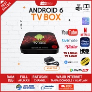 PROMO Smart Android TV Box Digital Unlock Root 4K HD WiFi Free Aplikasi TV Channel OS V6 / Plug and 