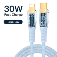 【ส่วนลดสูงพิเศษ】KUULAA 30W USB C ถึง Lightning Cable สำหรับ iPhone 14 13 pro max PD Charger 30W Max สำหรับ Fast Charger Data Cord สำหรับ Macbook iPad USB-C Apple Cable โปร่งใสข้อมู asd