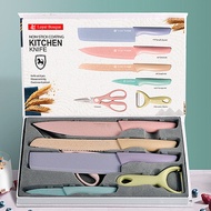 Set Pisau Dapur Lengkap Rainbow Isi 6pcs Stainless Steel Super Tajam Kitchen Chef Knife Peralatan Dapur Import - J11 - Luckystar