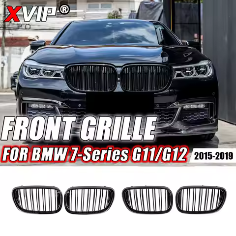 XVIP Front Bumper Kidney Grille For BMW For BMW 7 Series G11 G12 2015-2019 740i 750i Black Double Li