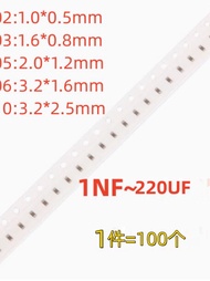 Đĩa Điện Ceramic 0402 0603 0805 1206 2.2NF/22NF/220NF/2.2UF 22UF 100 Con HĐH Kính Điện Thẻ Điện Thẻ