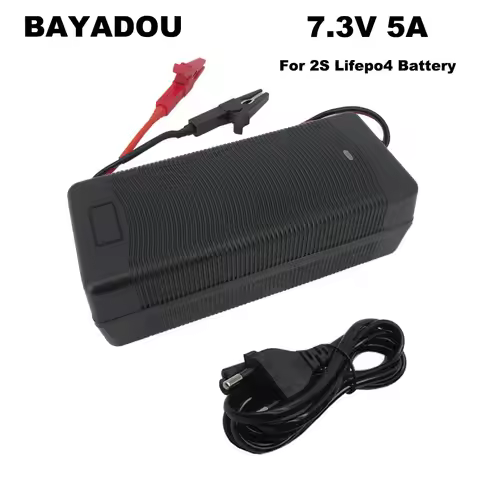 7.3V 5A LiFePO4 Charger for 2S 6.4V 20Ah 30Ah Lithium Iron Phosphate Solar Streetlight Battery Allig